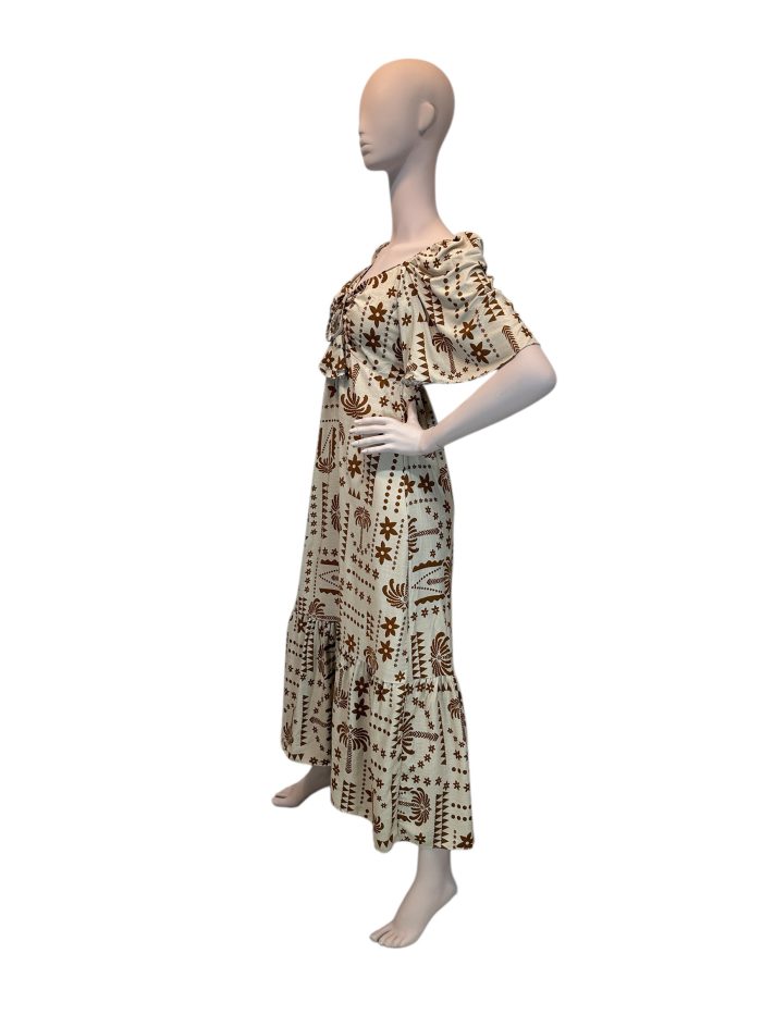 vestido de puxar con manga ton marrom vestido de puxar con manga ton marrom