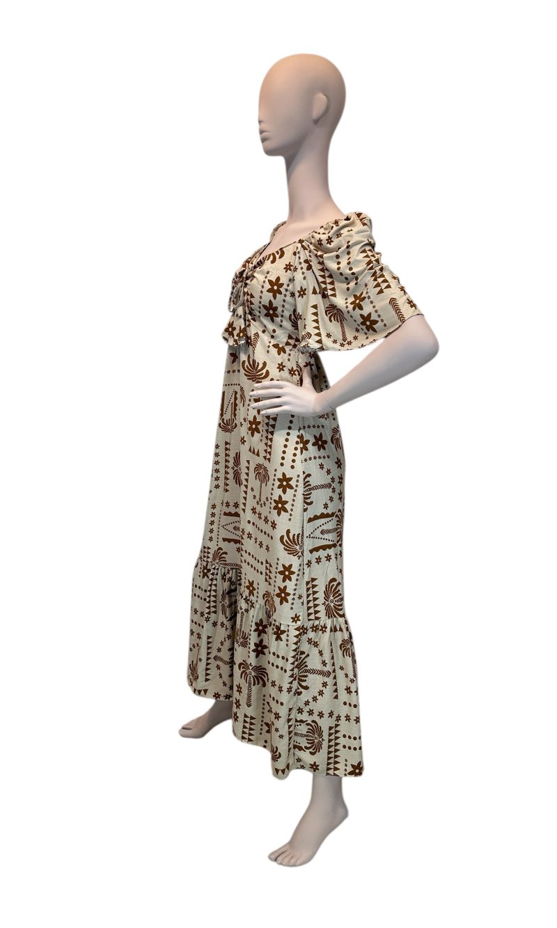 vestido de puxar con manga ton marrom vestido de puxar con manga ton marrom