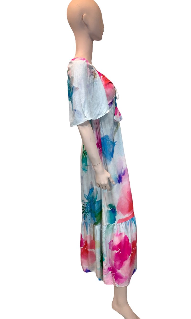 vestido de puxar con manga estampado floral vestido de puxar con manga estampado floral