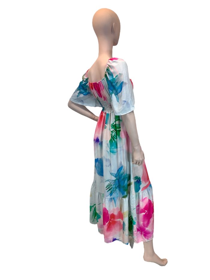 vestido de puxar con manga estampado floral vestido de puxar con manga estampado floral