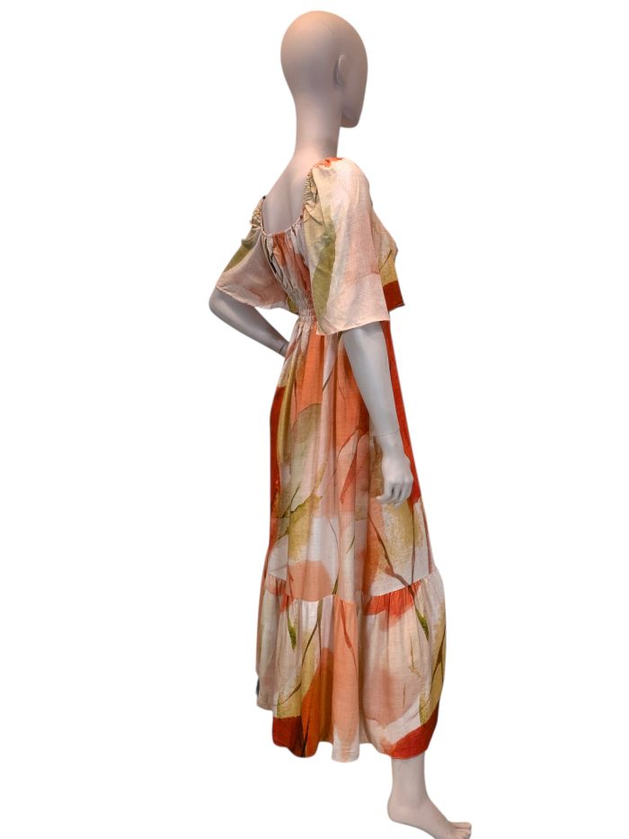 vestido de puxar con manga estampado floral vestido de puxar con manga estampado floral