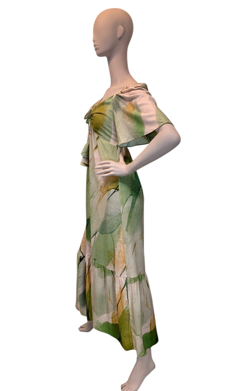 vestido de puxar con manga estampado floral vestido de puxar con manga estampado floral