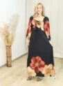 vestido larisa flor da camelia preto