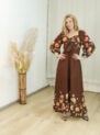 vestido larisa flor da amapola marrom