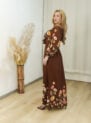 vestido larisa flor da amapola marrom