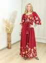 vestido aline flor amapola marrom