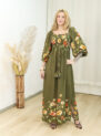 vestido aline flor amapola marrom