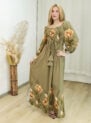 vestido aline flor magnolia azul marinho