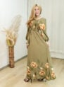 vestido aline flor magnolia azul marinho