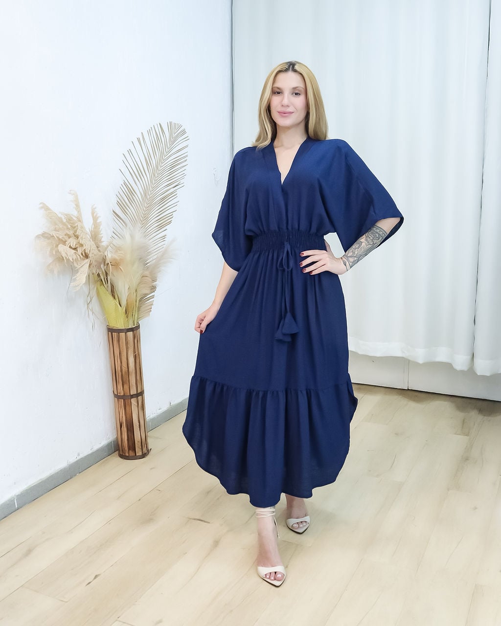vestido janaina liso azul marinho